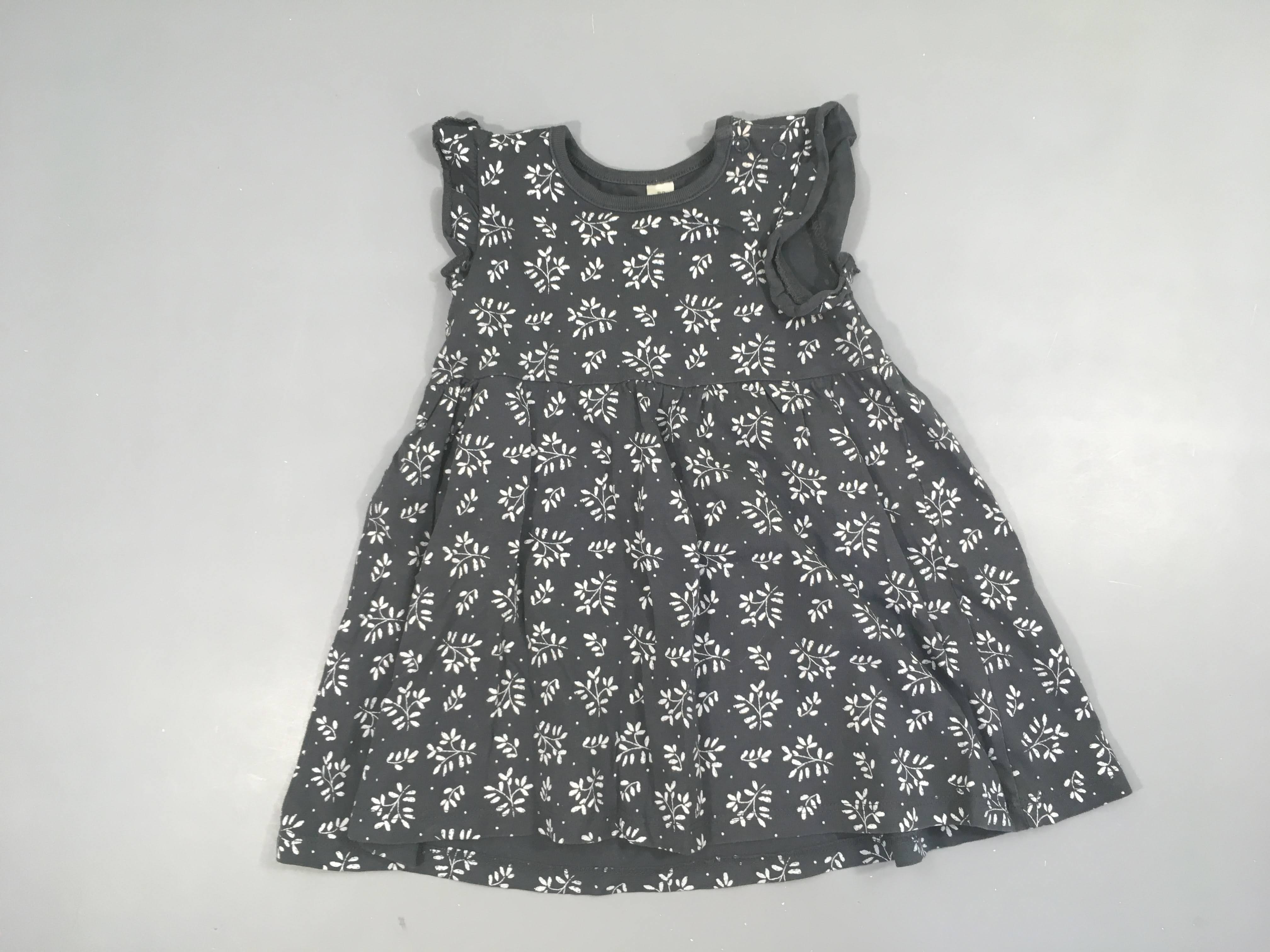 Robe s.m jersey grise feuillage blanc