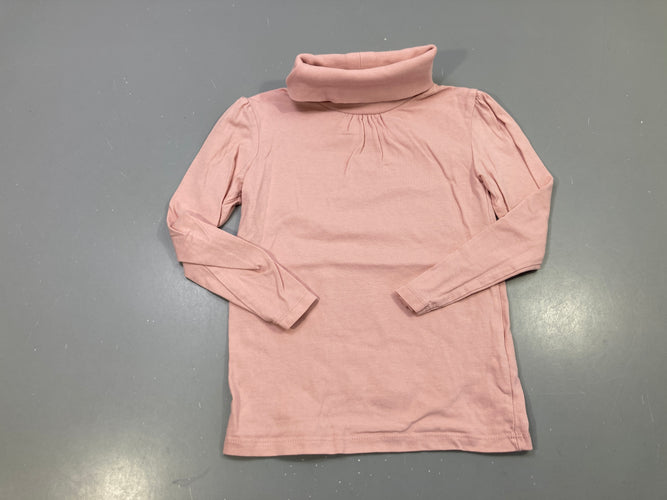 T-shirt m.l col roulé rose poudré, fronces à l'encolure, moins cher chez Petit Kiwi