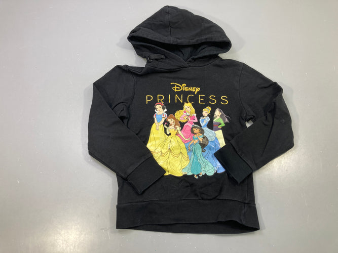 Sweat capuche noir, imprimé Princesses Disney pailleté, moins cher chez Petit Kiwi