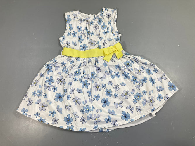 Robe s.m blanche fleurs bleues, moins cher chez Petit Kiwi