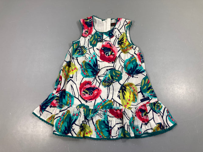 Robe s.m blanche fleus multicolore, moins cher chez Petit Kiwi