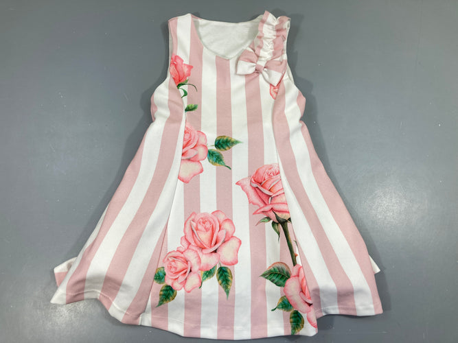 Robe s.m satinée rayé blanc/rose, tulle en-dessous, moins cher chez Petit Kiwi