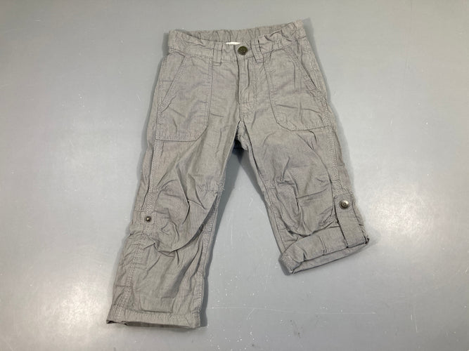 Pantalon retroussable coton gris ligné, moins cher chez Petit Kiwi