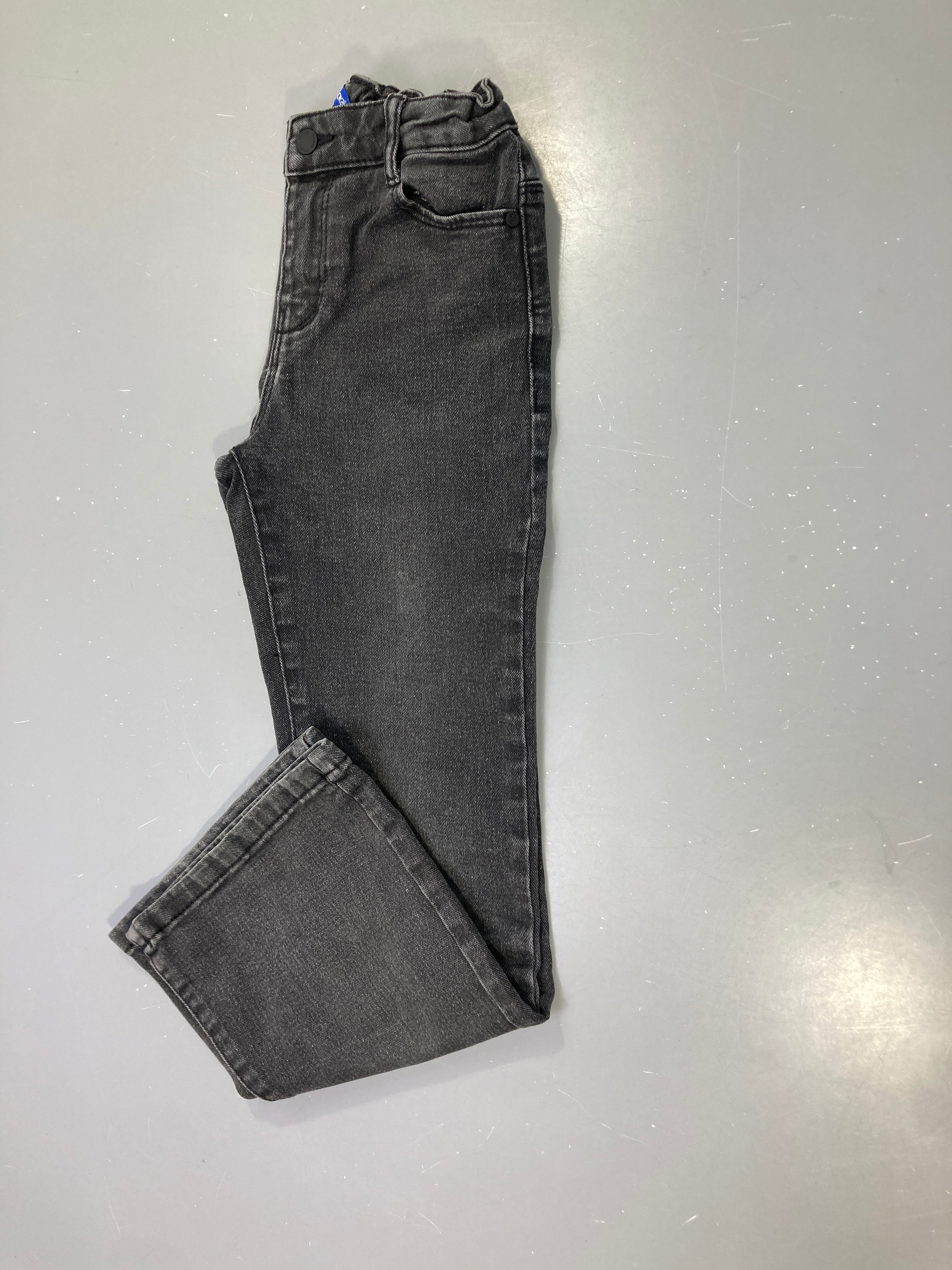 Pantalon noir délavé jean évasé, taille réglable