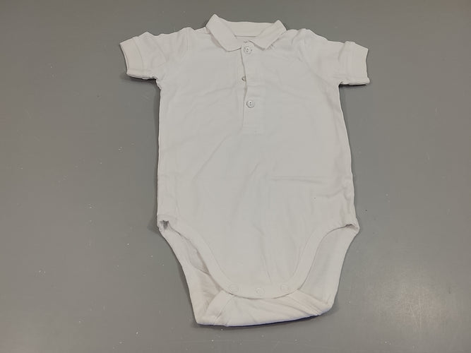 Body m.c blanc , petit col 100% coton, moins cher chez Petit Kiwi