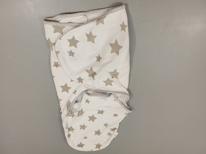 Couverture d'emmaillotage blanche étoiles grises  Juicy Bumbles 4-6m, moins cher chez Petit Kiwi
