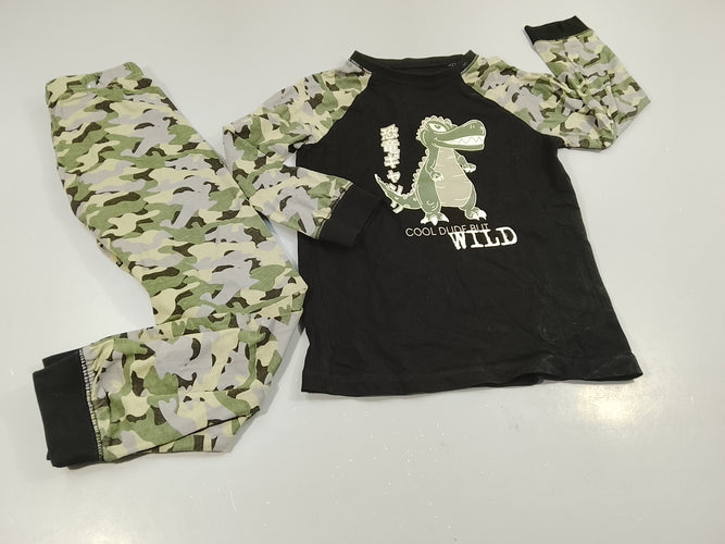 Pyjama 2pcs jersey noir et motifs cammouflage , dragon, moins cher chez Petit Kiwi