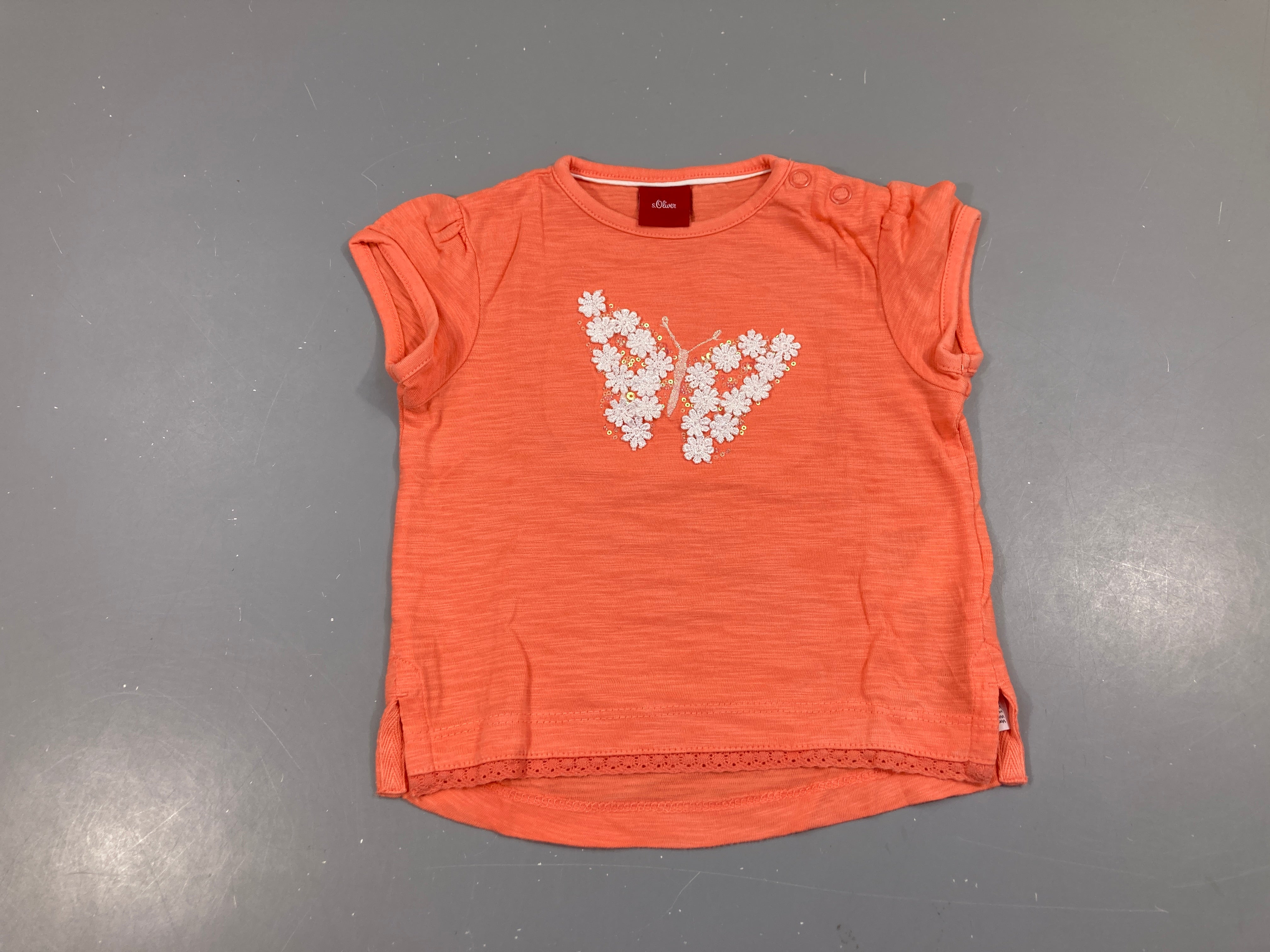 T-shirt m.c orange flammé papillon sequins