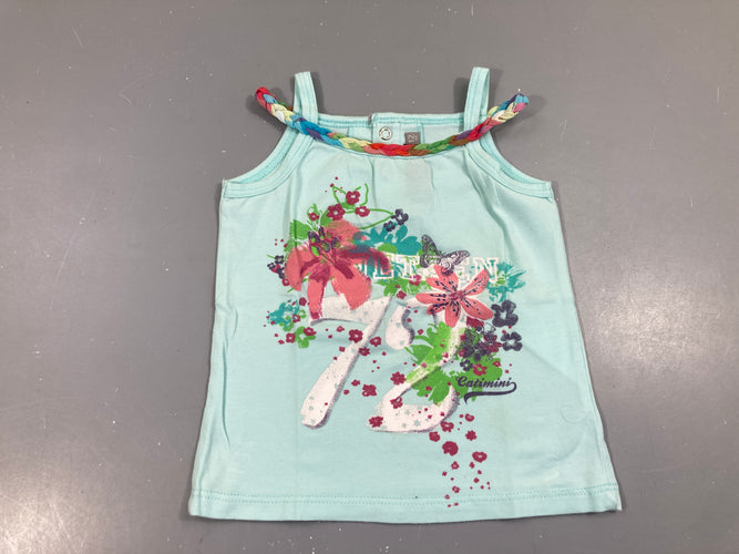 Top jersey bleu fleurs, moins cher chez Petit Kiwi