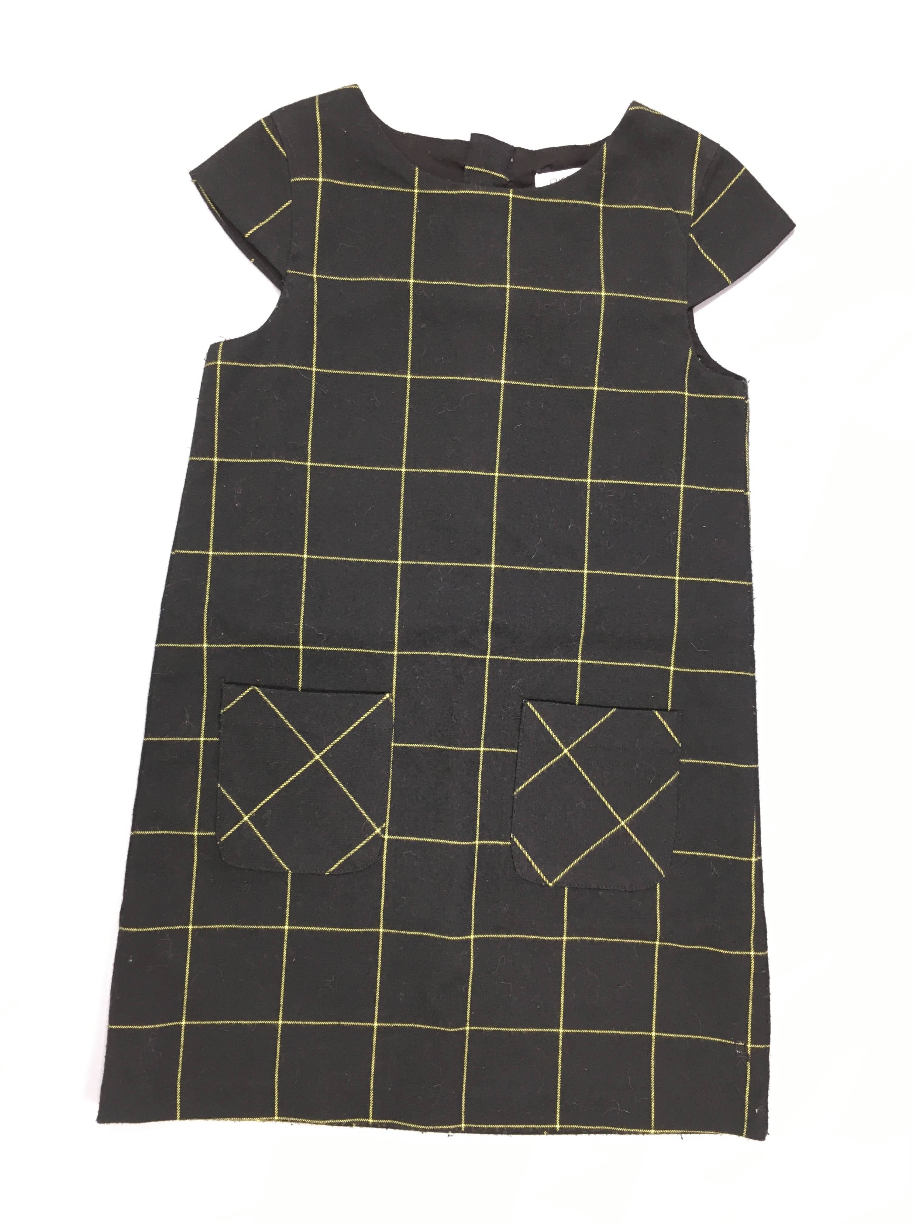 Robe m.c noir style tweed carreaux jaunes
