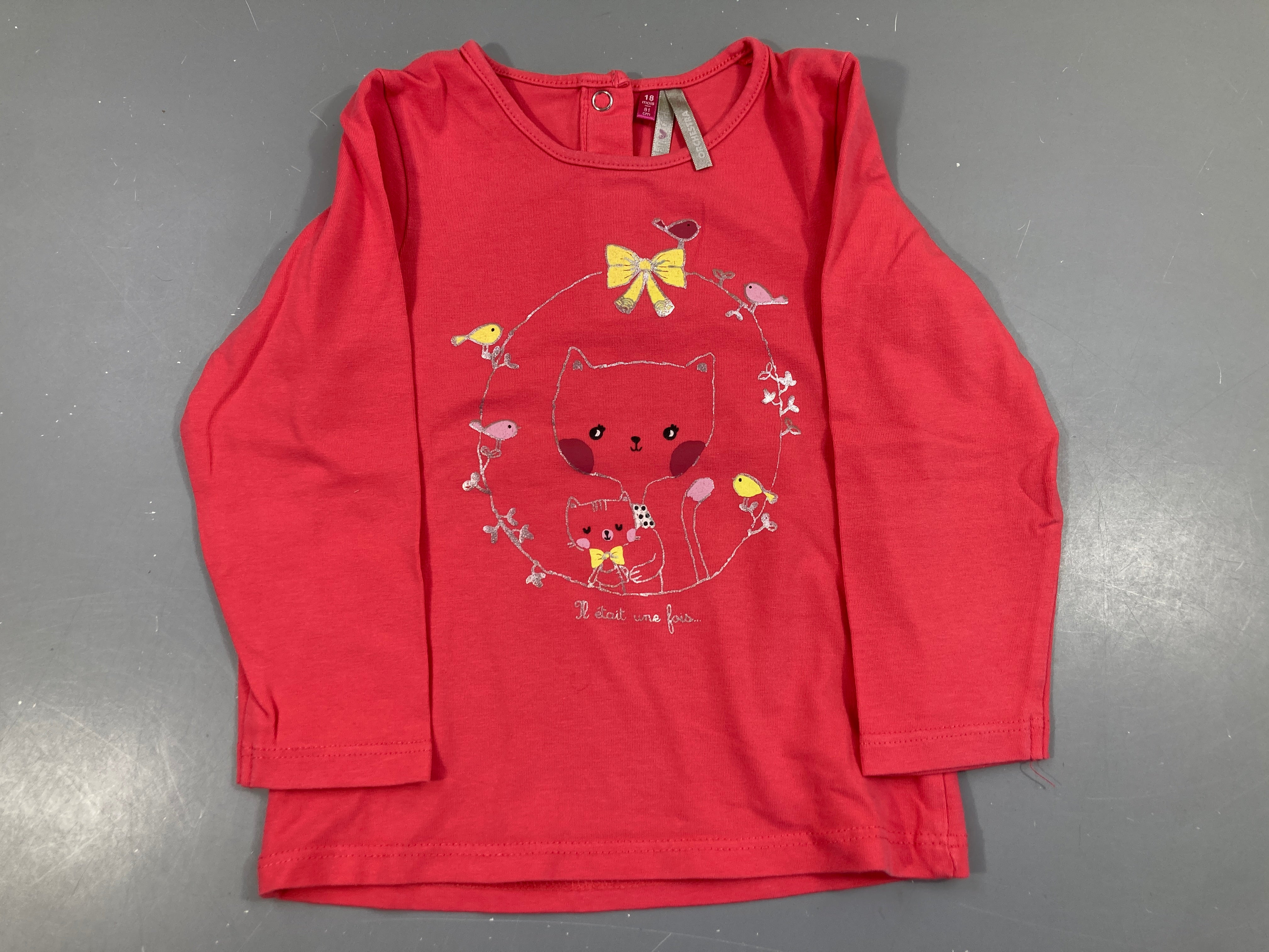 T-shirt m.l rose vif chats