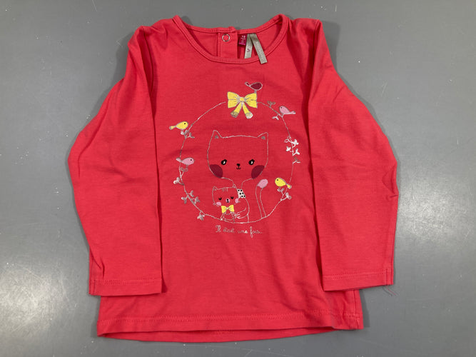 T-shirt m.l rose vif chats, moins cher chez Petit Kiwi