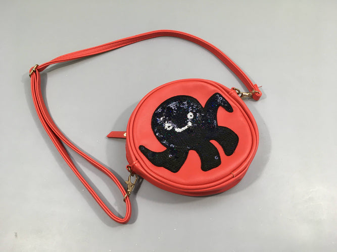 Sacoche rouge pieuvre sequins noir, moins cher chez Petit Kiwi