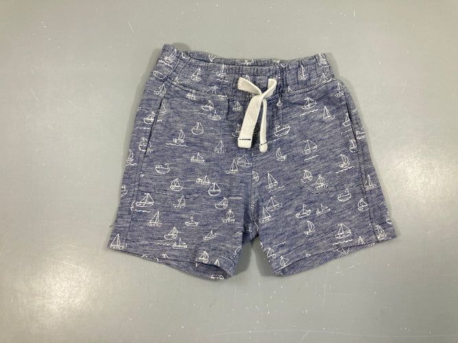 Short molleton rayé blanc/bleu bateaux, moins cher chez Petit Kiwi