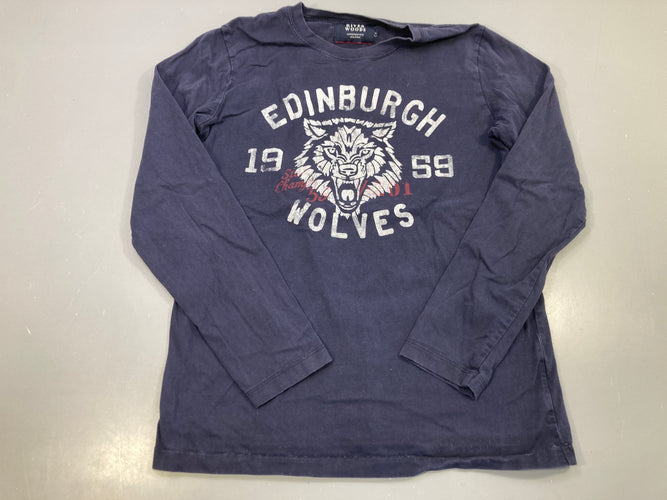 T-shirt m.l bleu marine, imprimé loup « Edinburgh Wolves », moins cher chez Petit Kiwi