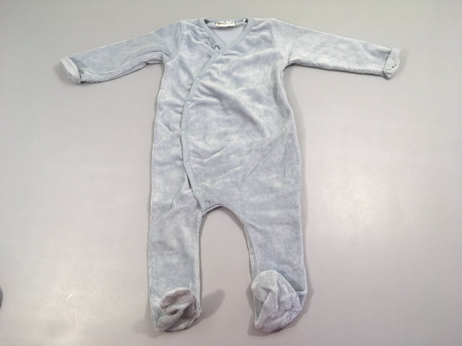 Pyjama velours côtelé bleu, moins cher chez Petit Kiwi