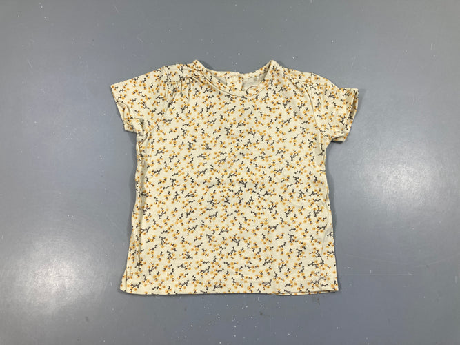 T-shirt m.c jaune fleurs, moins cher chez Petit Kiwi