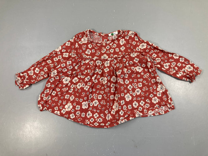Blouse ml rouge fleurs, moins cher chez Petit Kiwi