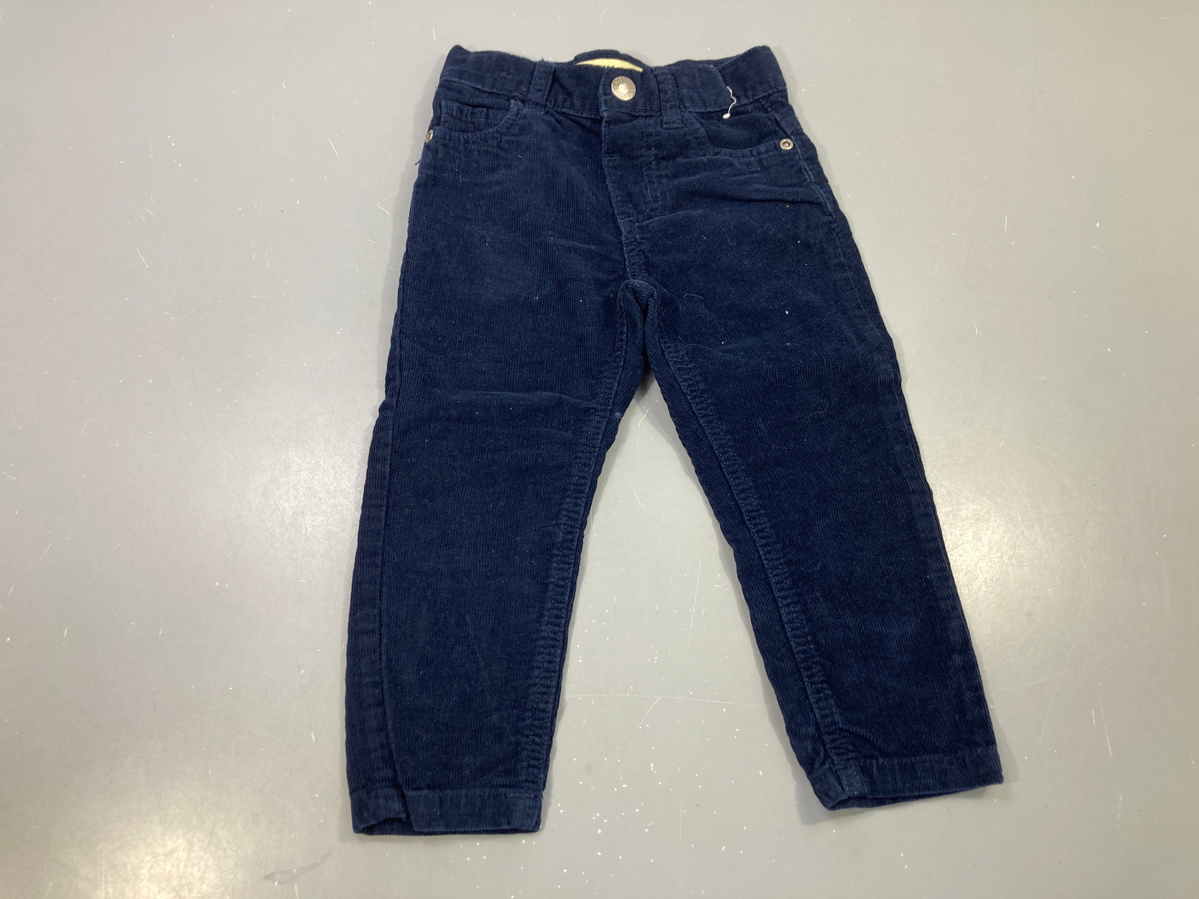Pantalon velours bleu marine côtelé, taille réglable