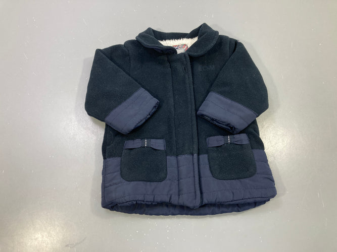 Manteau polaire bleu marine, doublure sherpa, poches nœuds, moins cher chez Petit Kiwi