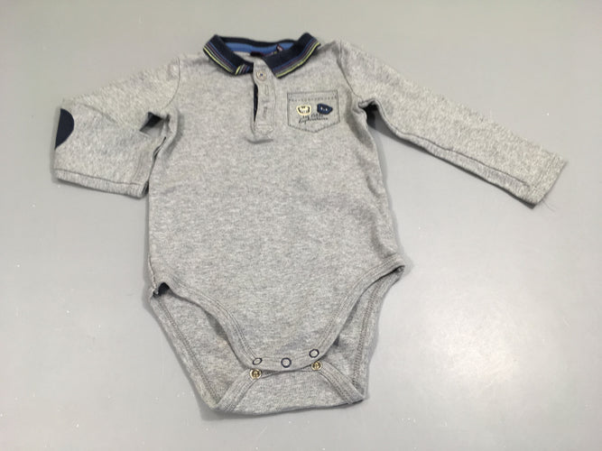 Body m.l gris col polo, moins cher chez Petit Kiwi