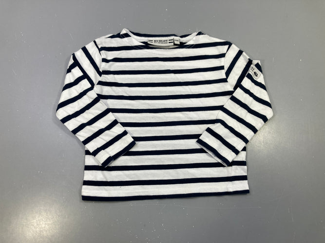 T-shirt m.l blanc marinière rayé bleu marine, Hublot, moins cher chez Petit Kiwi