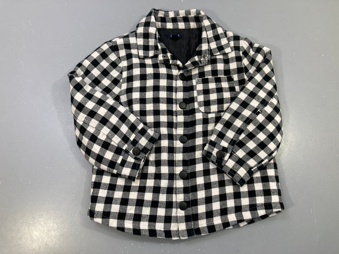 Surchemise flanelle noire et blanche à carreaux, doublée, pressions, moins cher chez Petit Kiwi