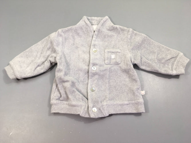 Gilet velours gris clair boutons, moins cher chez Petit Kiwi