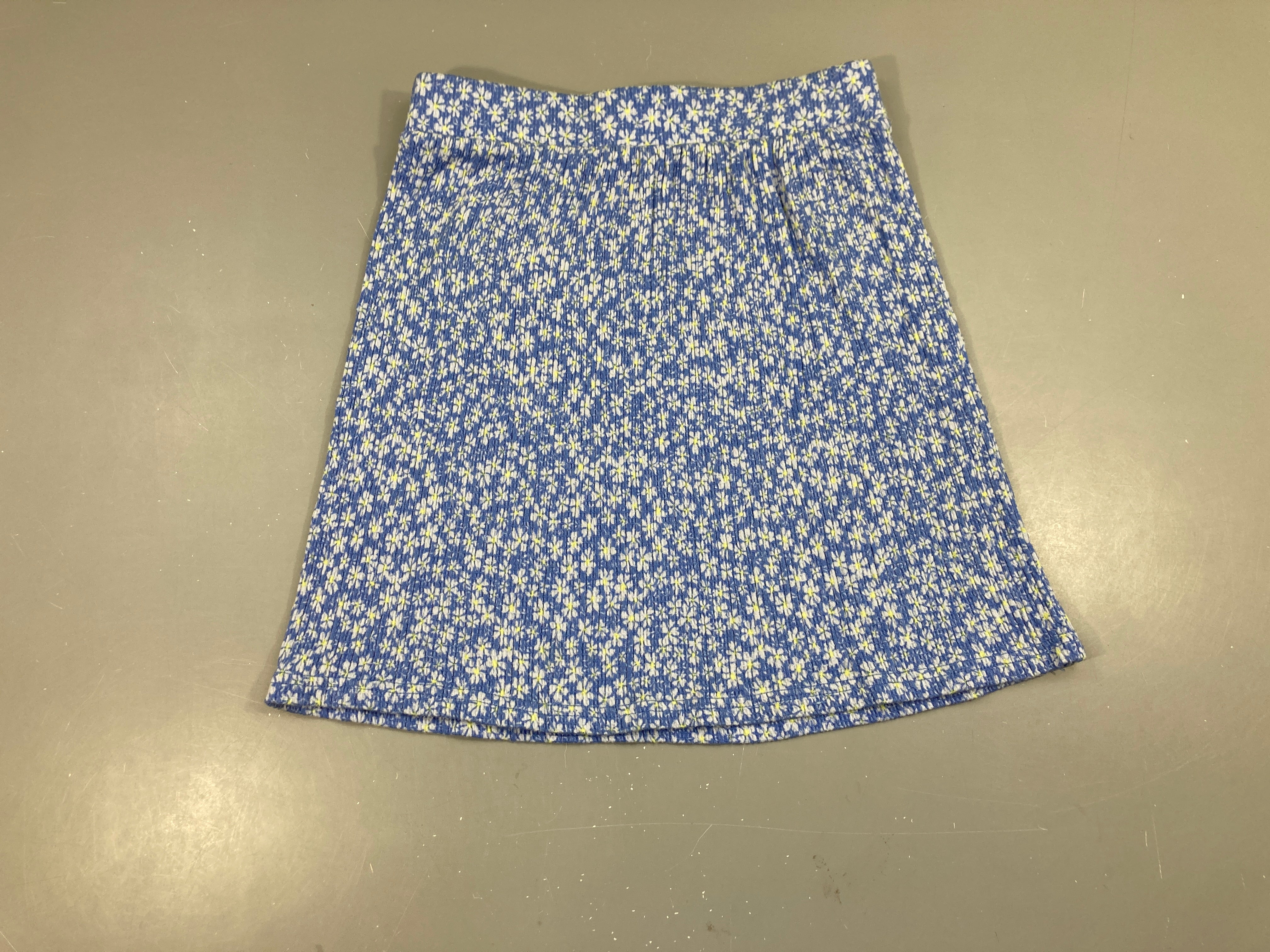 Jupe côtelée bleu fleurie