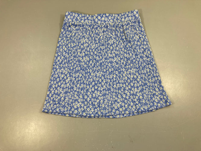 Jupe côtelée bleu fleurie, moins cher chez Petit Kiwi