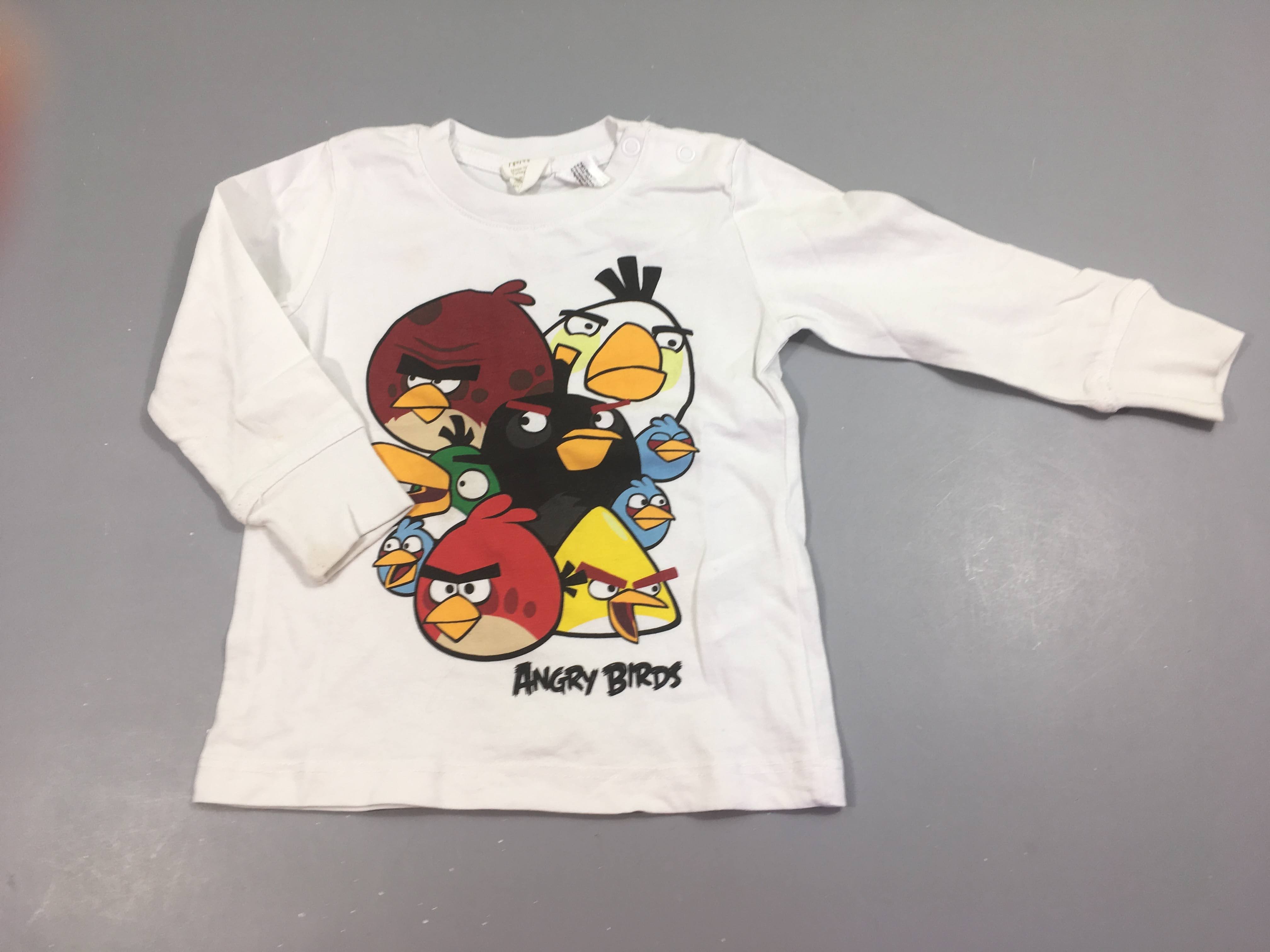 T-shirt m.l pressions épaule blanc angr.y birds