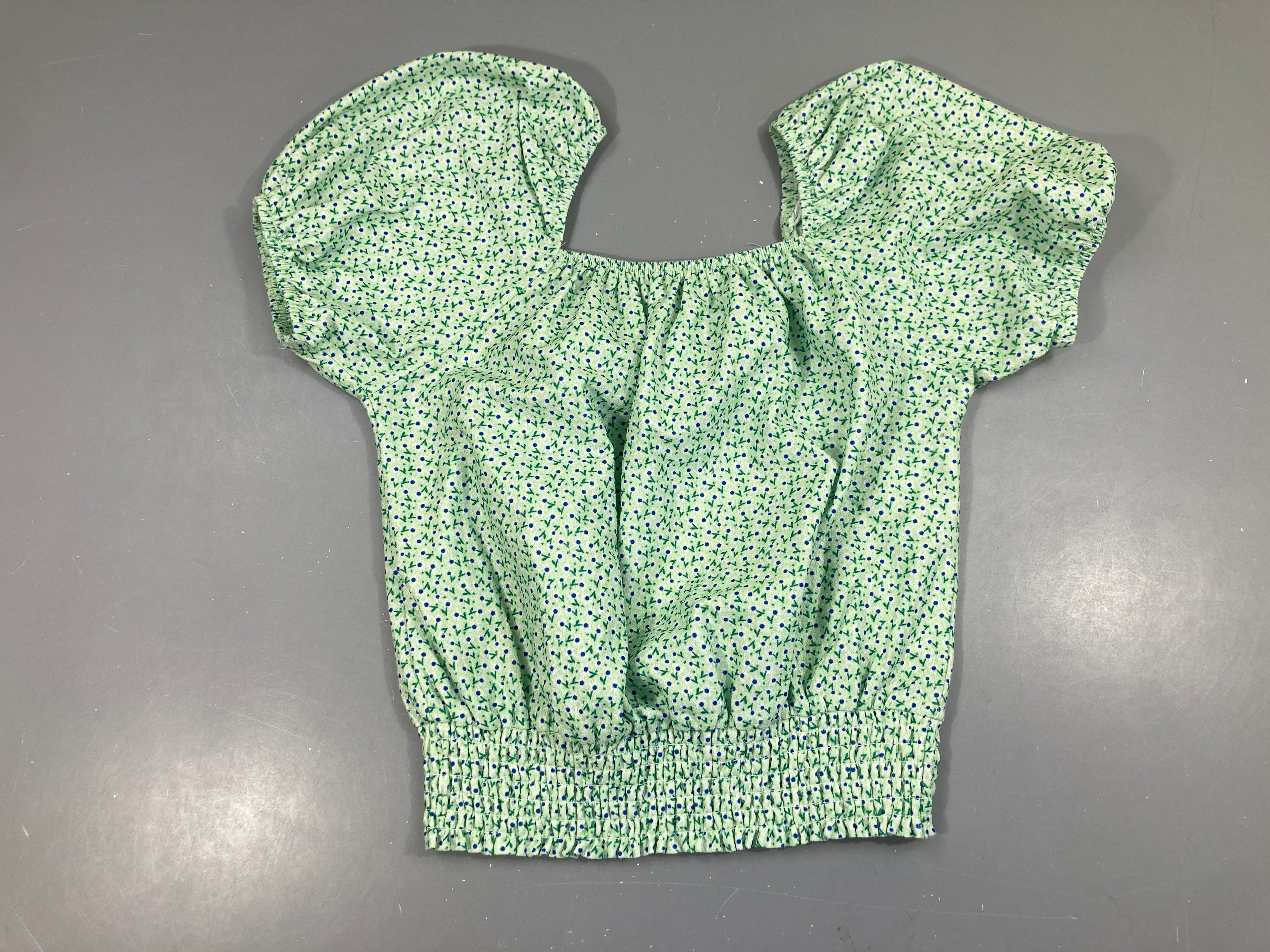 Blouse m.c verte fleurie s.mockée taille