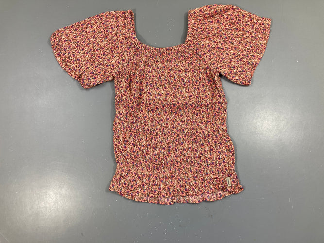 Blouse m.c s.mockée orange fleurie, moins cher chez Petit Kiwi