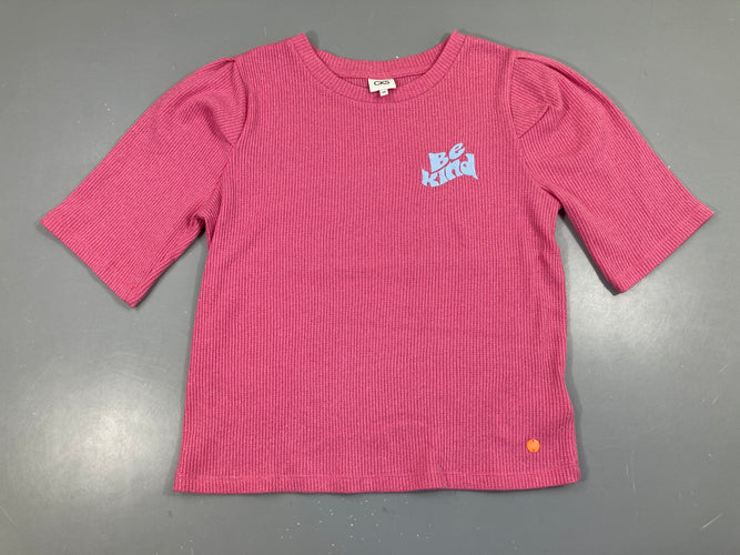 T-shirt m.c côtelé rose be kind fil doré, moins cher chez Petit Kiwi