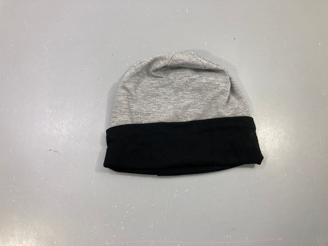 Bonnet jersey gris chiné, revers noir, moins cher chez Petit Kiwi