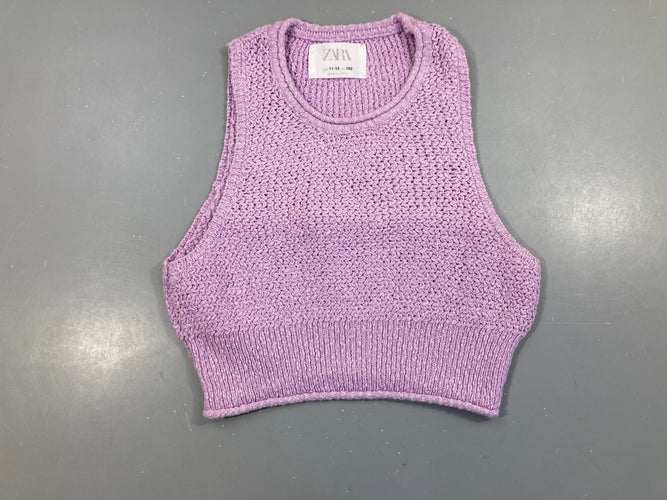 T-shirt s.m court crochet mauve, moins cher chez Petit Kiwi