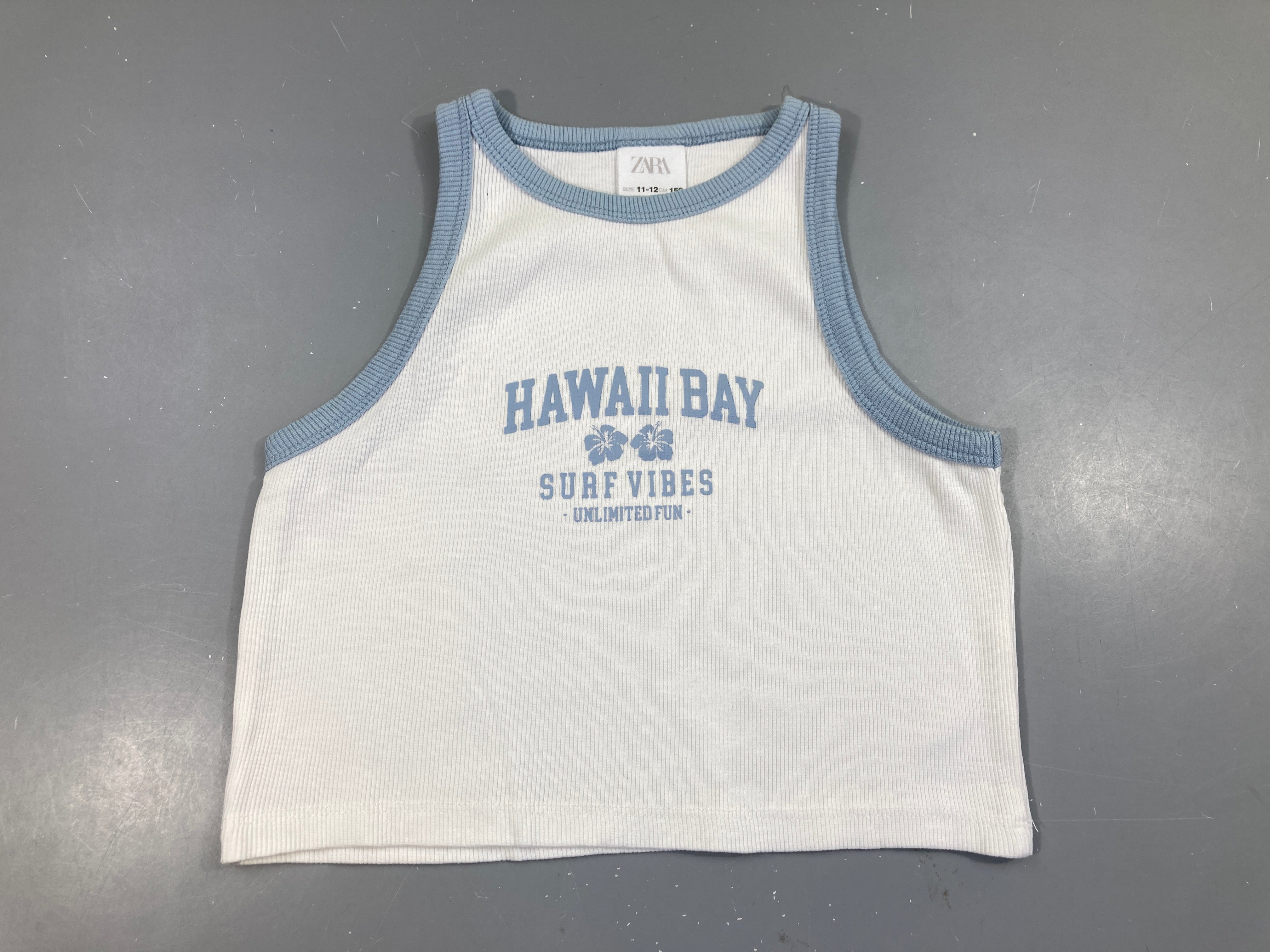 T-shirt s.m court côtelé blanc Hawaii bay