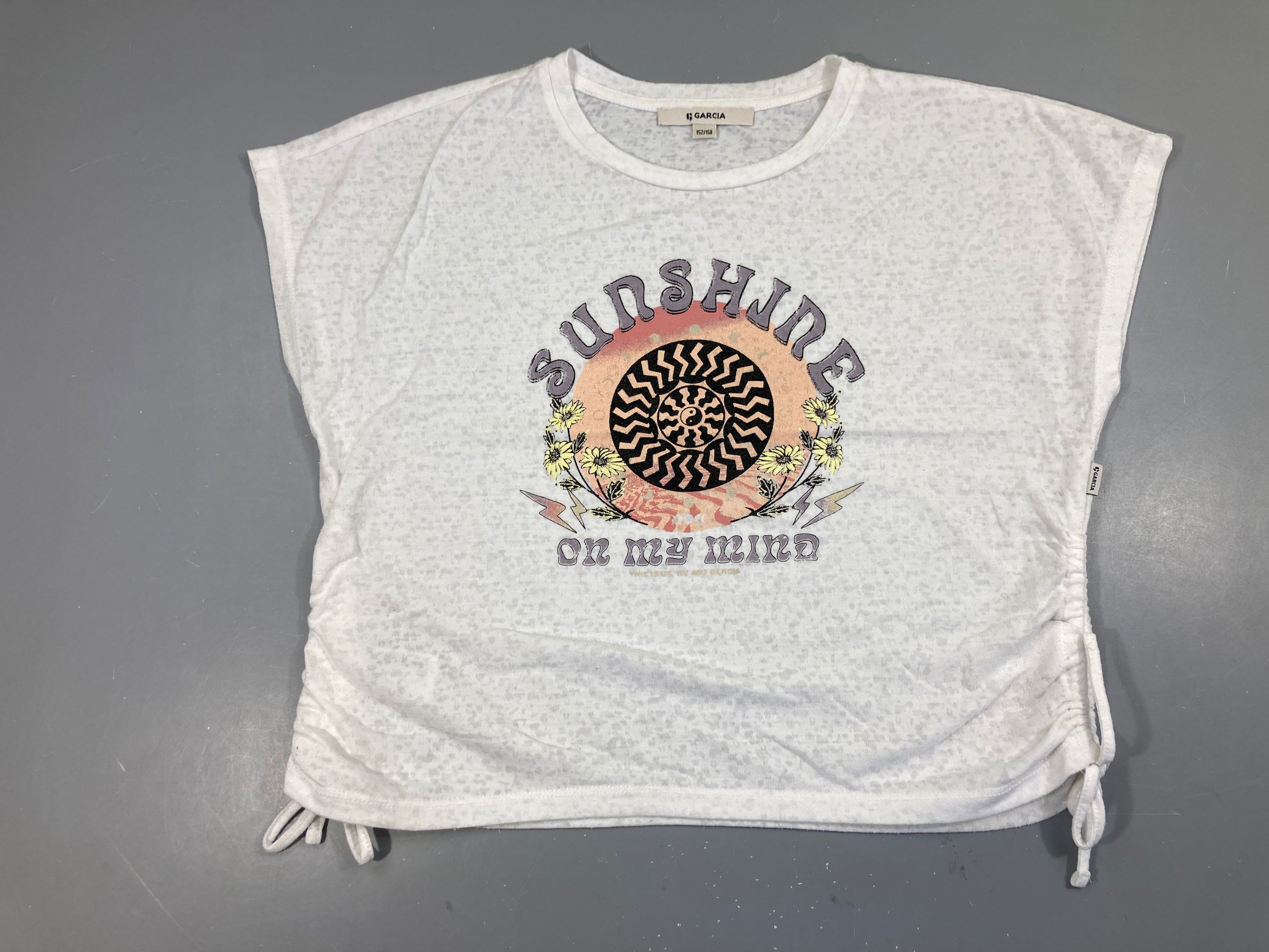 T-shirt m.c blanc sunshine froncé sur les côtés