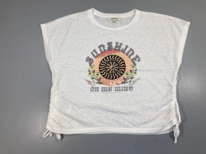 T-shirt m.c blanc sunshine froncé sur les côtés, moins cher chez Petit Kiwi