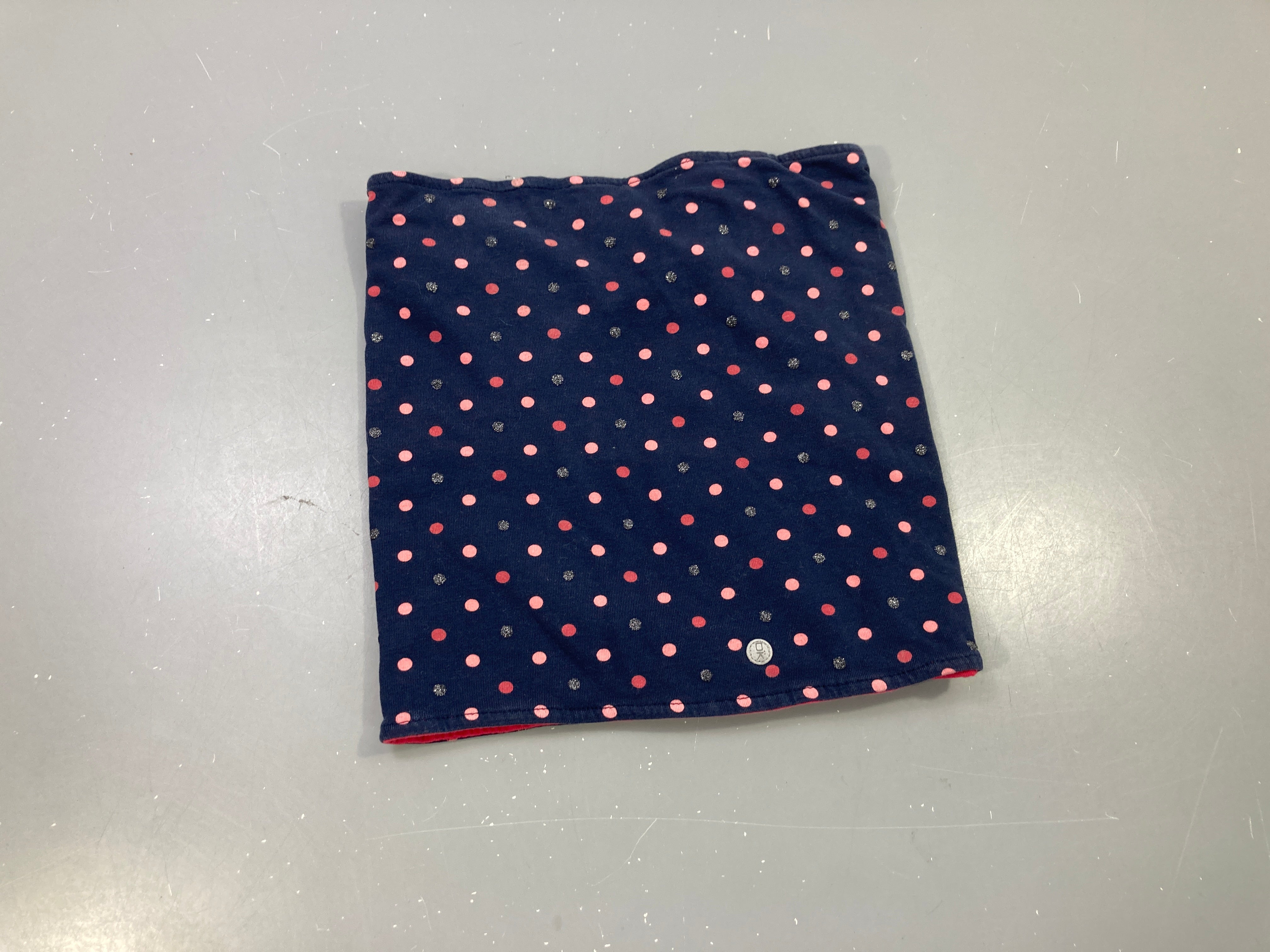 Snood bleu marine pois roses