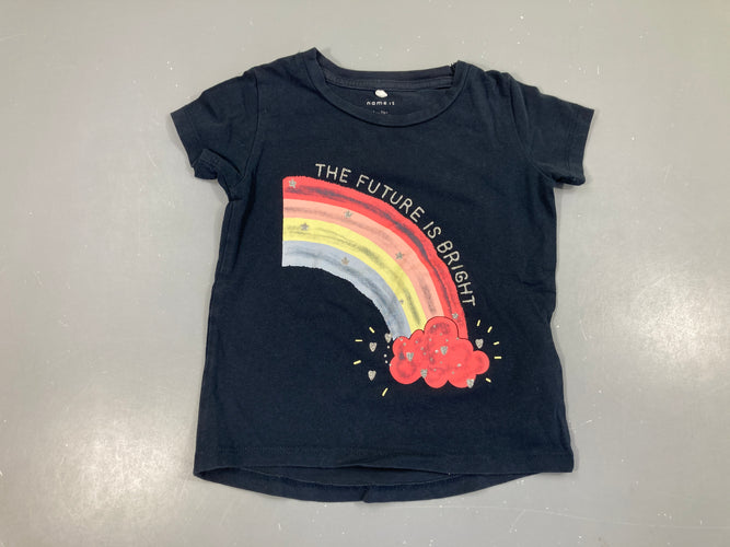 T-shirt m.c noir arc-en-ciel, légèrement décoloré, moins cher chez Petit Kiwi
