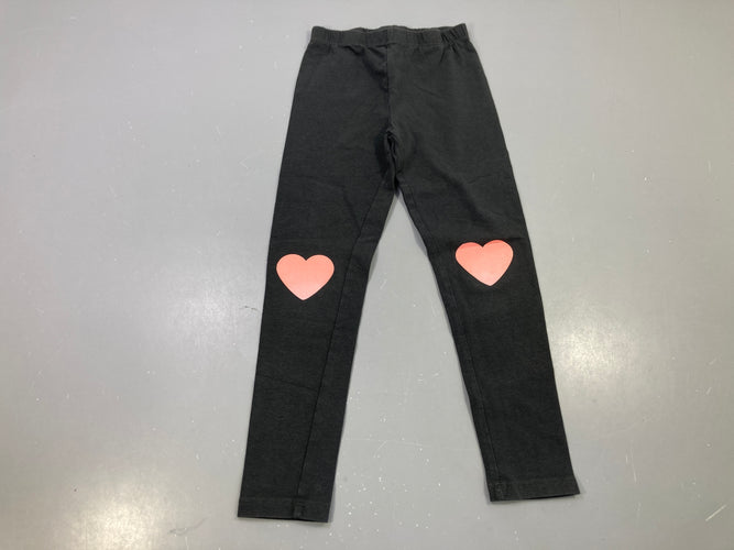 Legging noir, cœurs roses aux genoux, moins cher chez Petit Kiwi