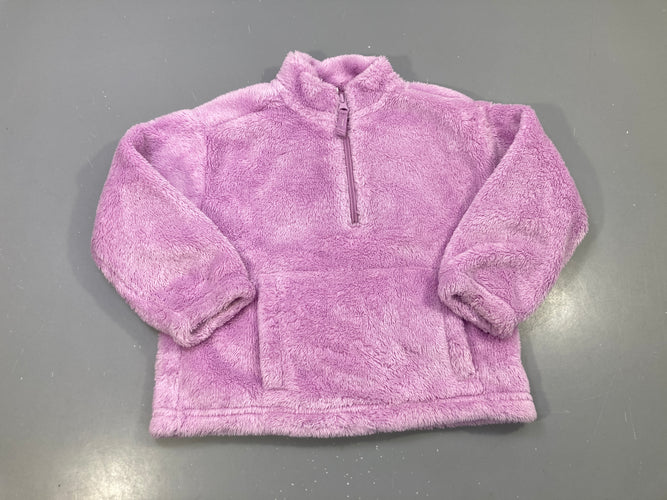 Sweat polaire mauve demi-zip, poche kangourou, moins cher chez Petit Kiwi