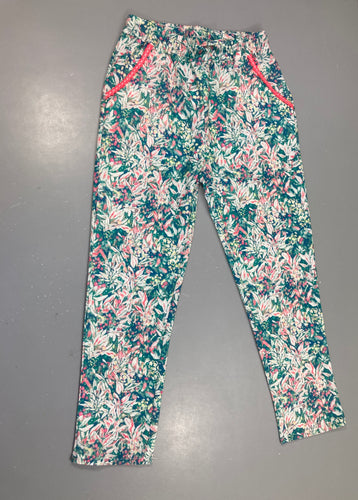 Pantalon fluide bleu/vert feuilles, moins cher chez Petit Kiwi