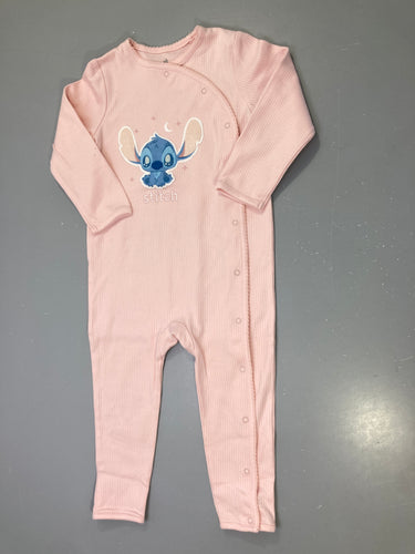Pyjama côtelé molleton rose Stitch, sans pieds, moins cher chez Petit Kiwi