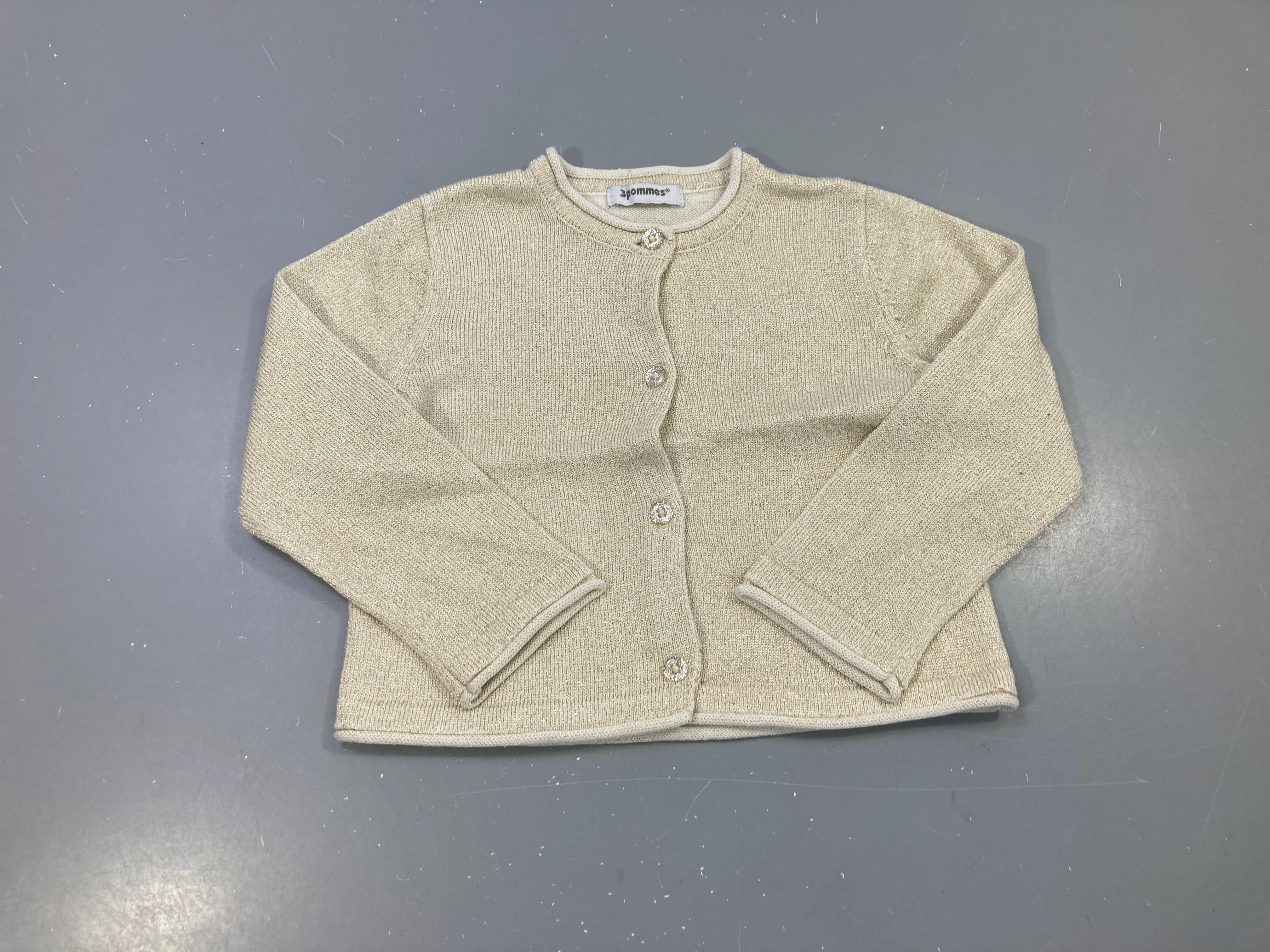 Gilet doré maille sequins, boutons bijoux