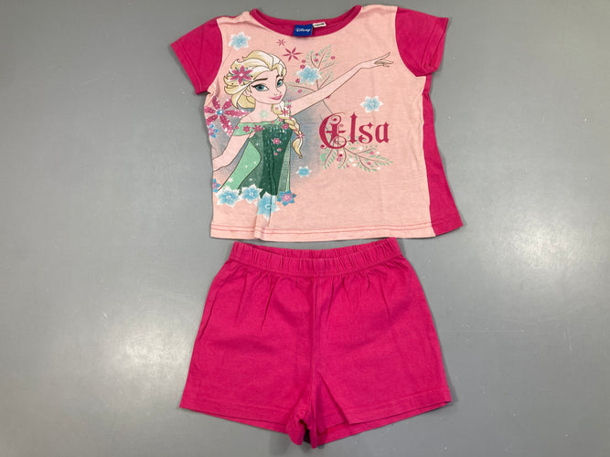 Pyjashort 2pcs jersey rose Elsa Reine des neiges, un peu bouloché, moins cher chez Petit Kiwi
