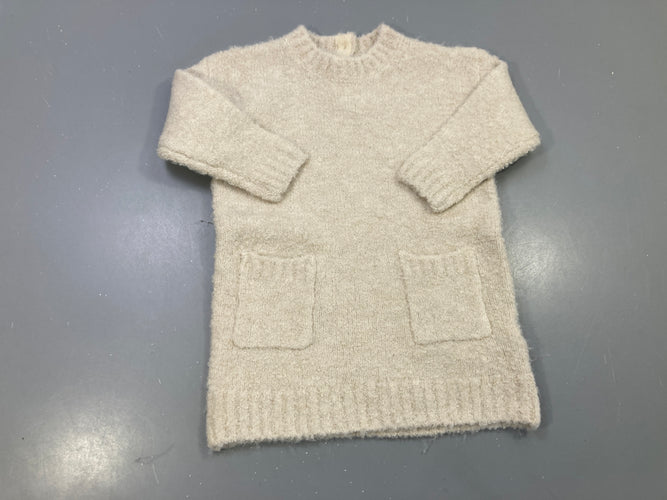Robe m.l beige maille bouclettes, poches, moins cher chez Petit Kiwi