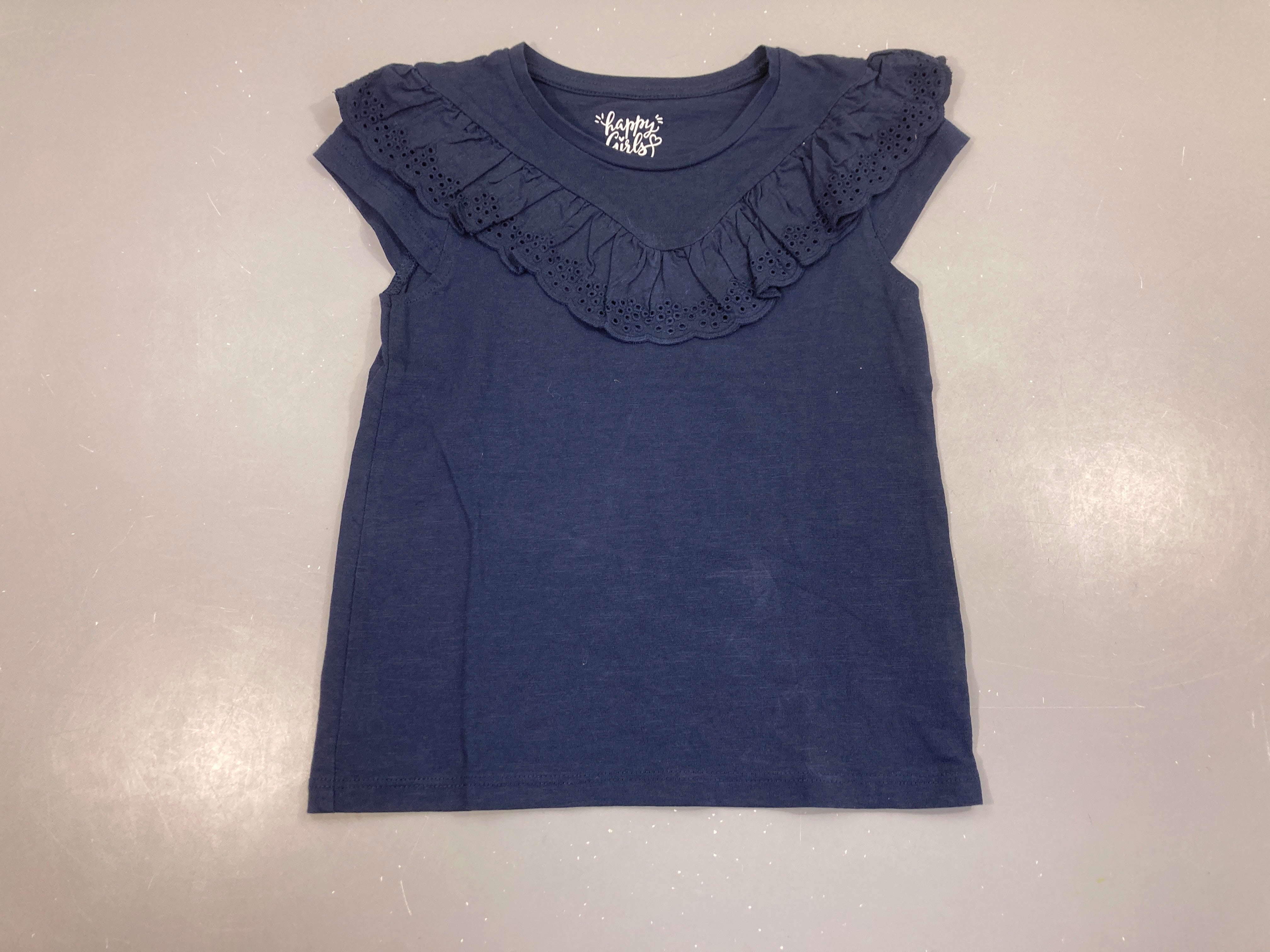 T-shirt m.c bleu foncé flammé broderies