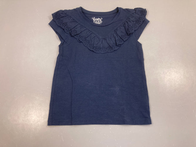 T-shirt m.c bleu foncé flammé broderies, moins cher chez Petit Kiwi